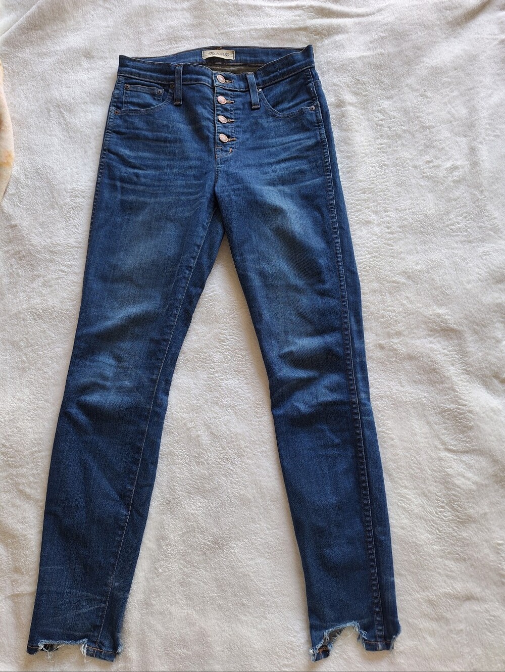 Madewell 10" High-Rise Button-Fly Skinny Jeans Raw Step Hem Size 26